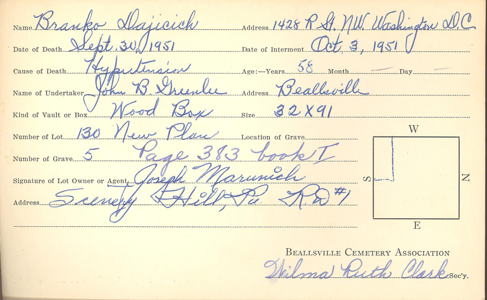 burial card